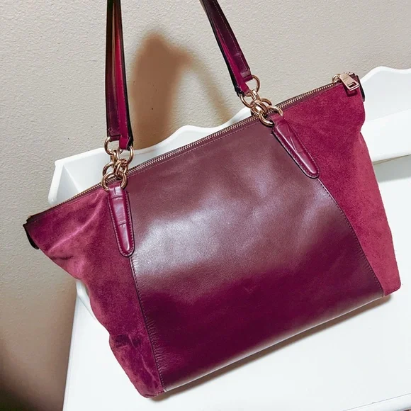 Coach Burgundy Leather & Suede Shoulder Bag – Like New - Picture 2 of 10